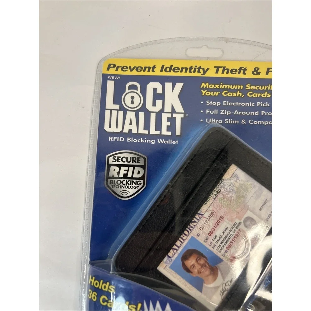 Lock Wallet Ultra Slim Secure RFID Blocking Holds 36 Cards Factory Sealed